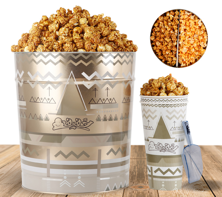 [3384] Popcorn Giant 3.5Gallon Two Flavors, Derwaza Design فيشار العبوة العملاقة 3.5 جالون نكهتين دروازة